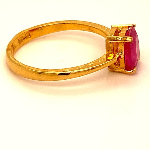 Burmese Ruby 1.92ct Solid 22K Yellow Gold Ring - Picture 3 of 6